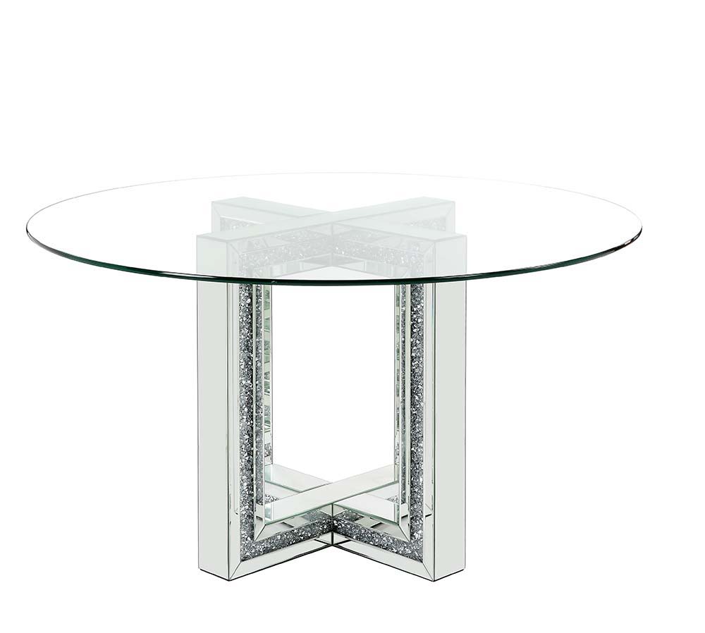 Noralie - Round Dining Table - Mirrored & Faux Diamonds