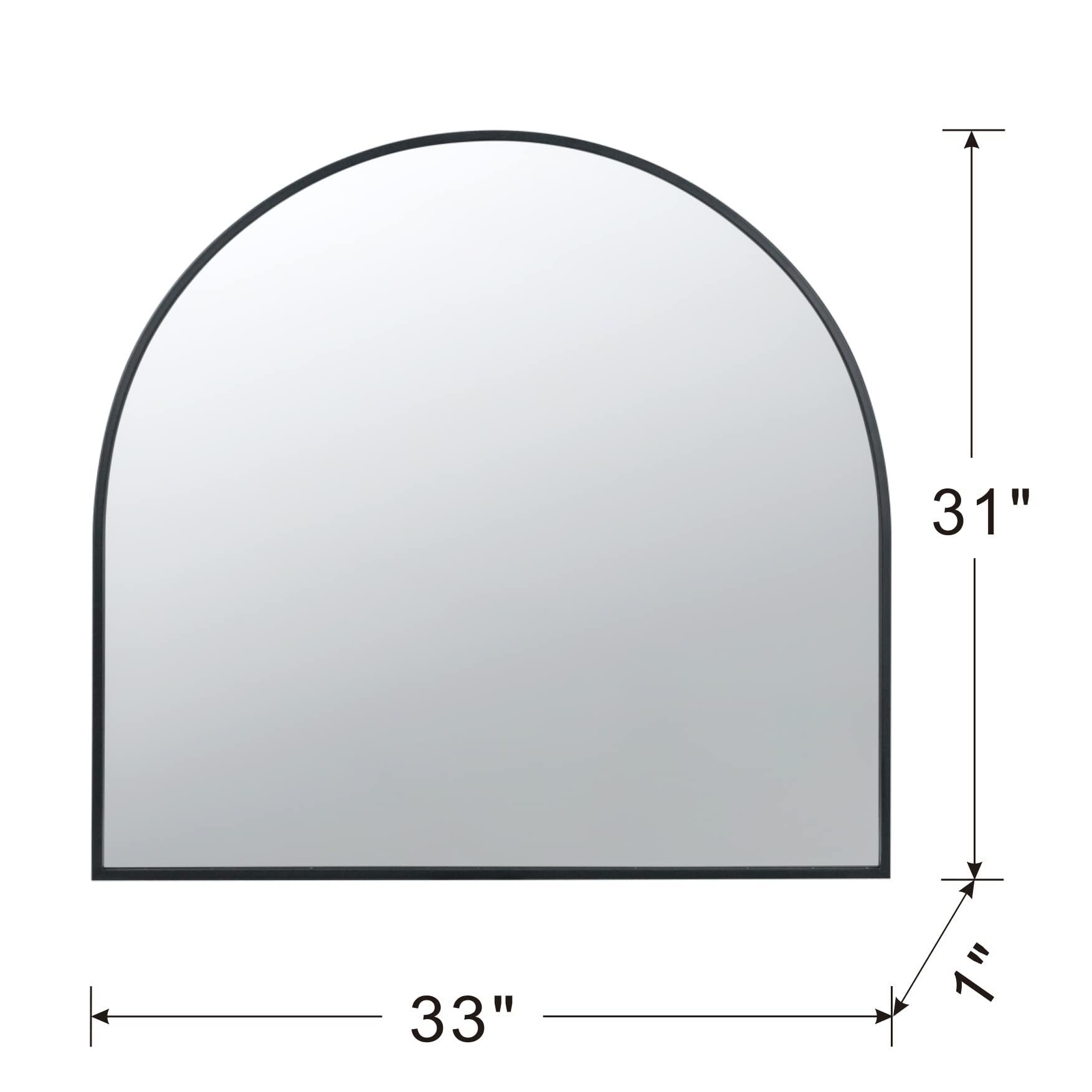 Arched Mirror With Metal Frame, Wall Mirror For Living Room Bedroom Entryway