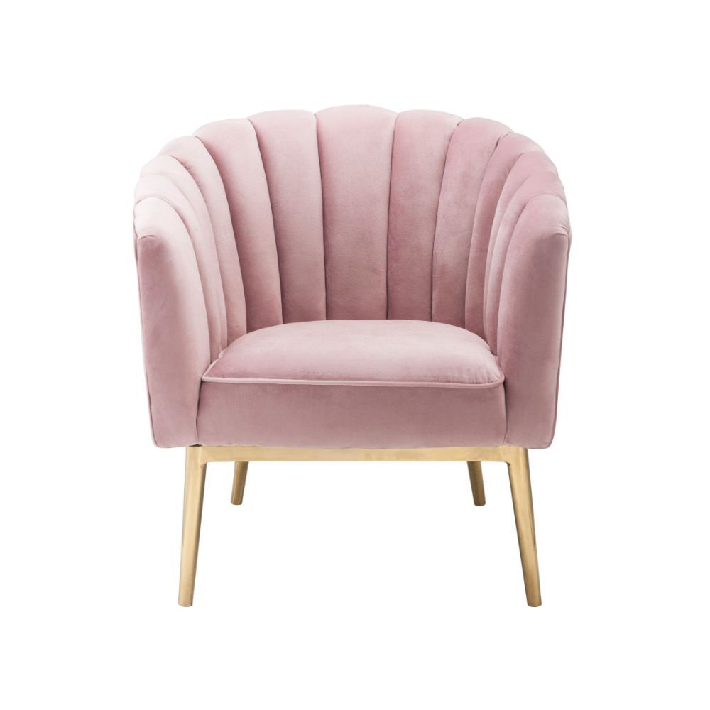 ACME Refined carving with authentic styling, the Colla accent chair is the embodiment of elegance. The thick padded velvet cushion with straight-lined detailing offers superior coziness. | Meri Furniture