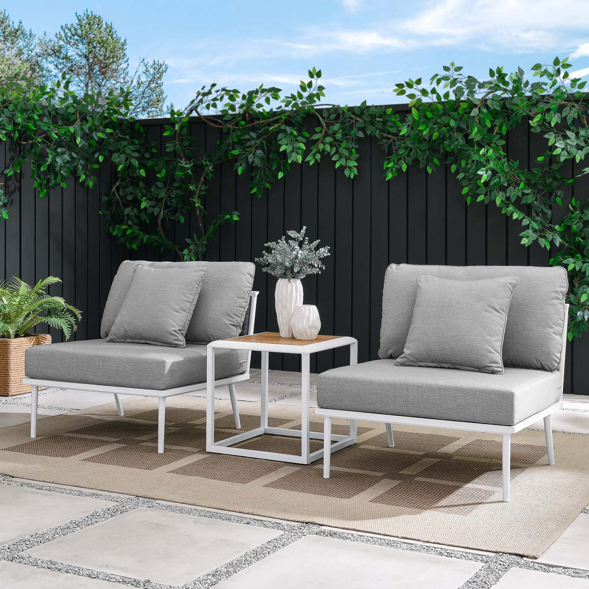 Stance 3 Piece Outdoor Patio Aluminum Set by Modway