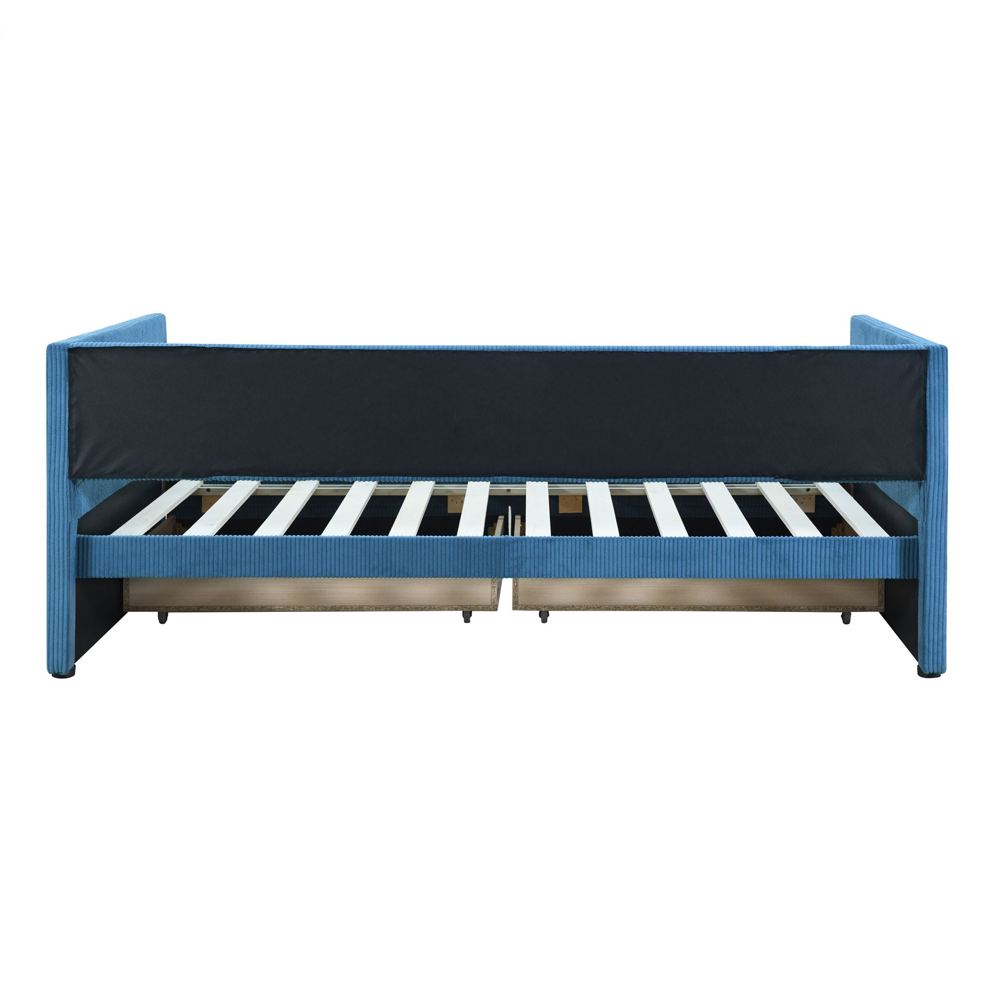 Corduroy Daybed With Two Drawers And Wood Slat