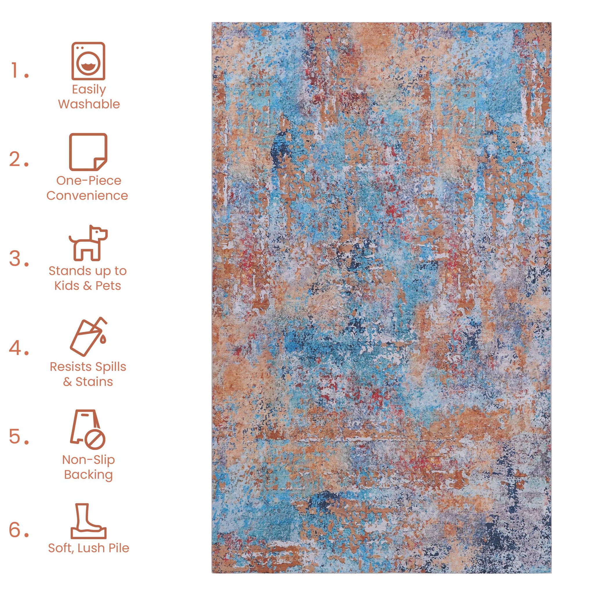 Maval - Abstract Washable Area Rug
