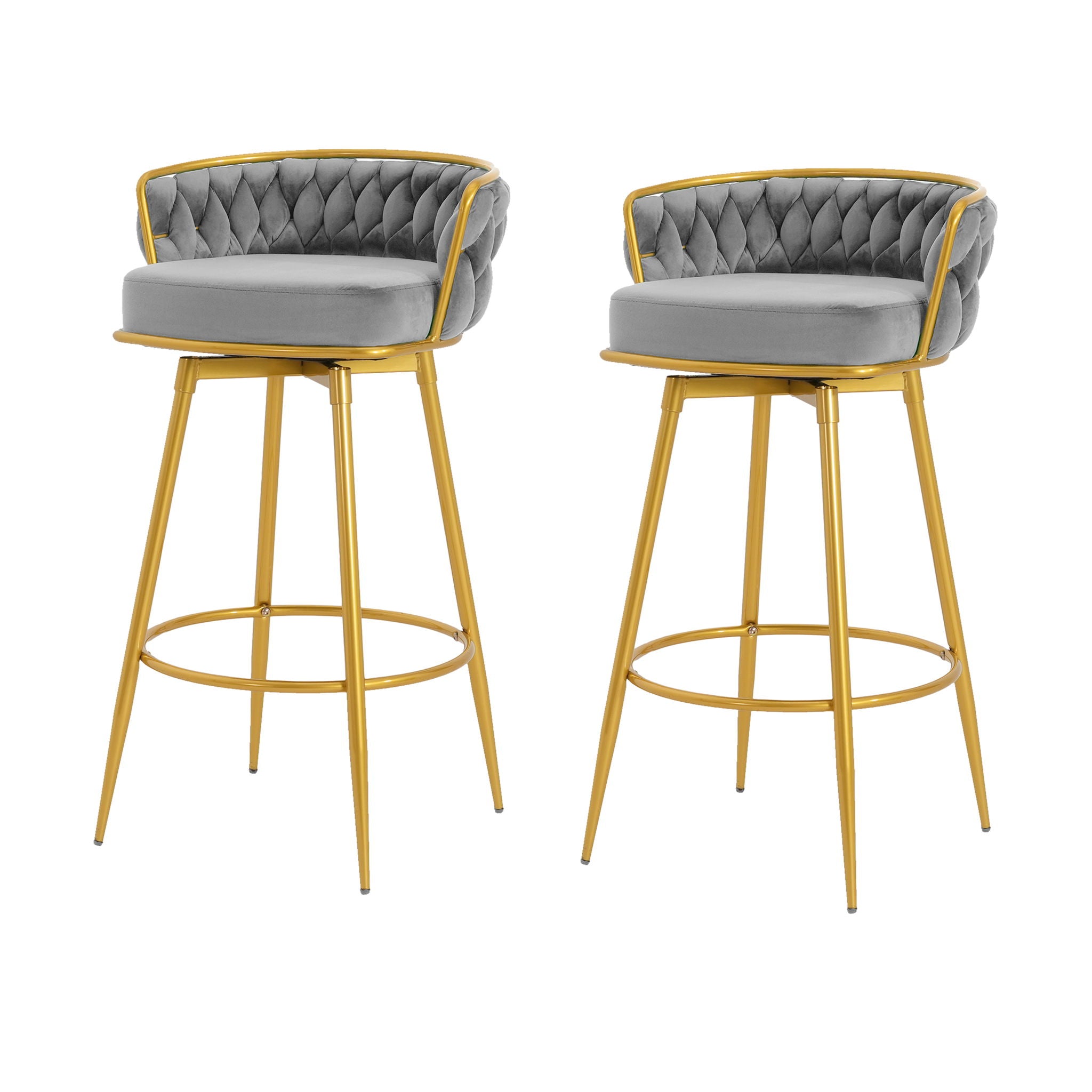 Modern Low Back Upholstered Counter Height Bar Stools (Set of 2)