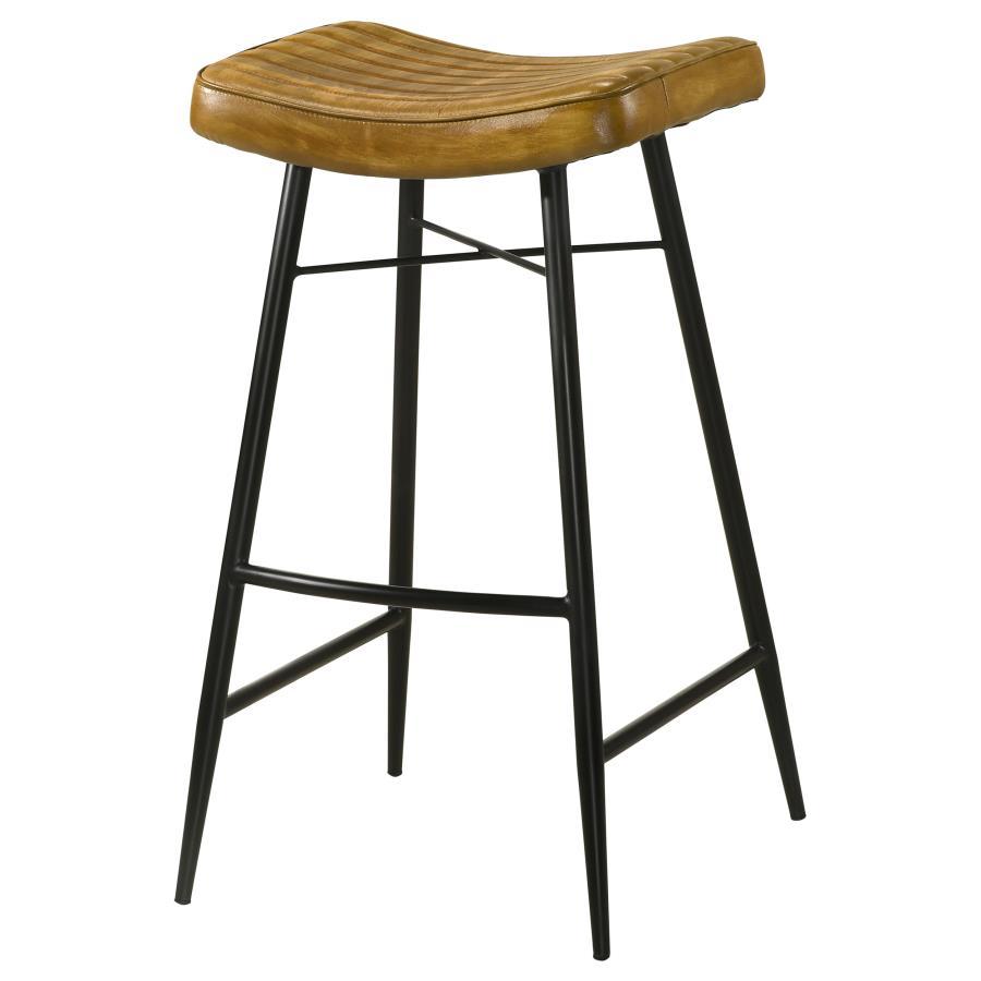 Coaster Fine Furniture Bayu - Leather Upholstered Saddle Seat Backless Bar Stool (Set of 2) | Meri Furniture