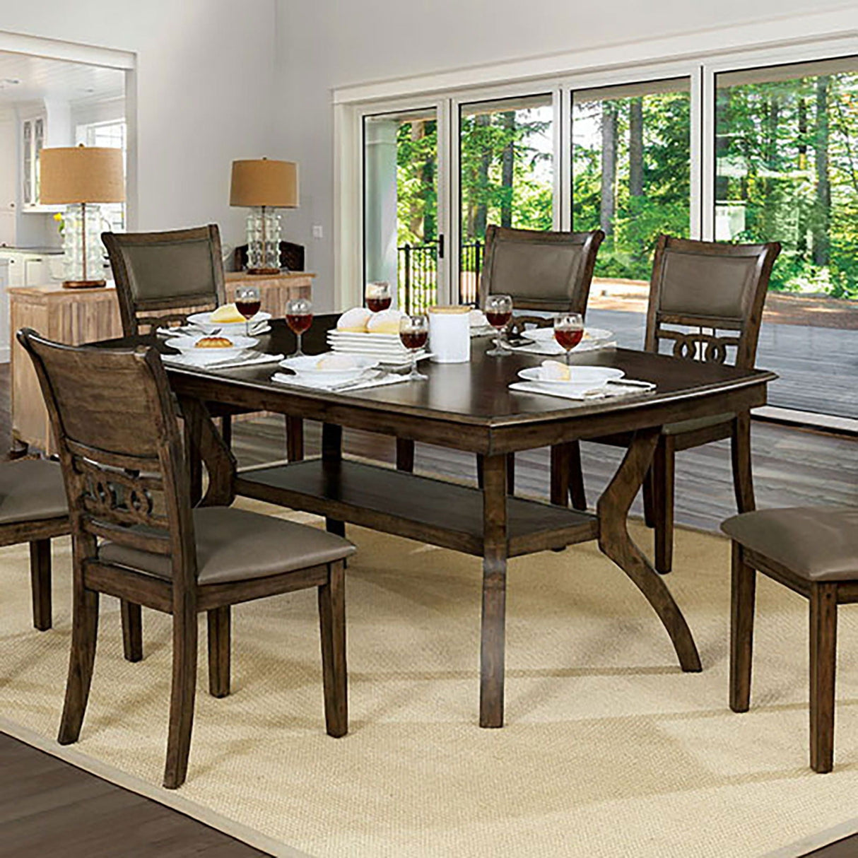Furniture of America Holly - Dining Table - Antique Walnut / Warm Gray | Meri Furniture
