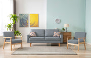 Bahamas 70"W Gray Linen Sofa and 2 Chairs with 2 Throw Pillows
