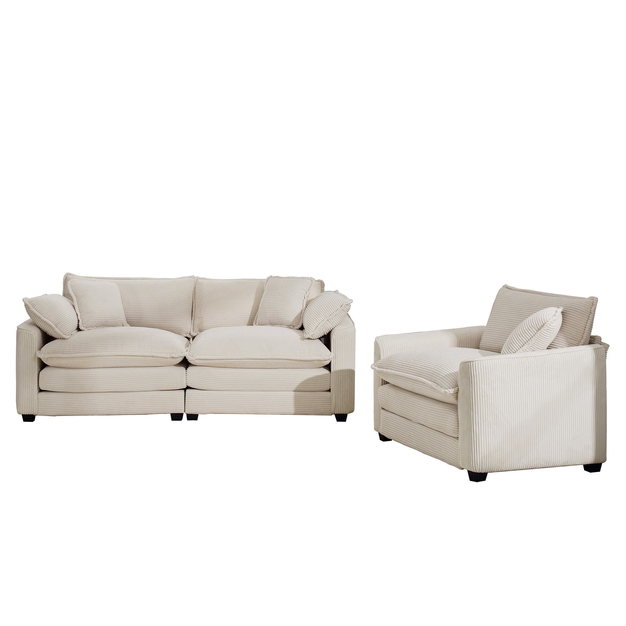 Elegant Corduroy Oversized Sectional Sofa Set With Deep Seats And Flexible Layout