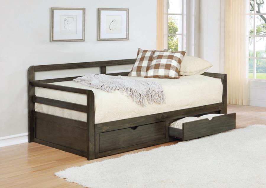 Coaster Fine Furniture Sorrento - 2-Drawer Twin Long Daybed With Extension Trundle - Gray | Meri Furniture