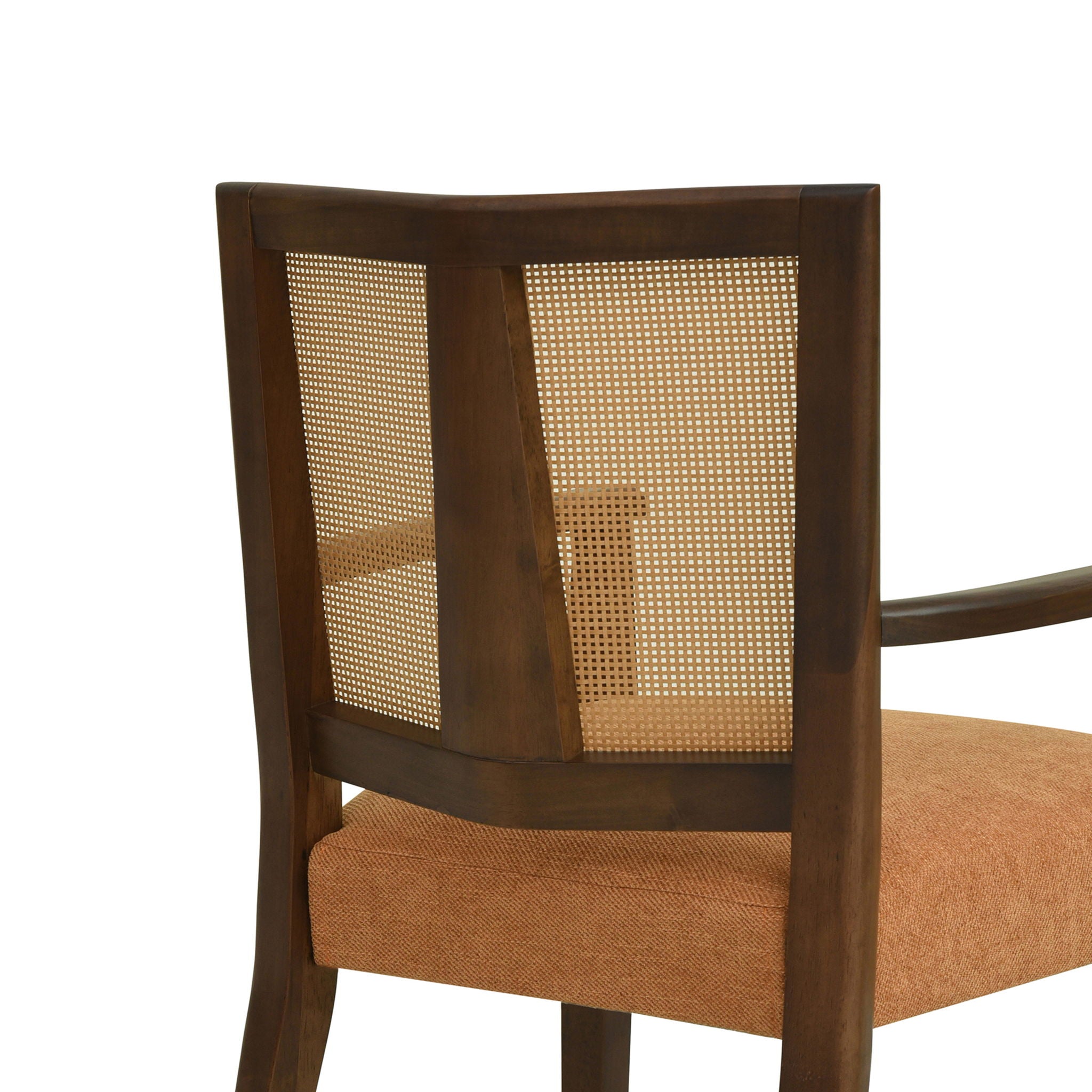 Mid Century Modern Arm Dining Chair Set With Rattan Backrest