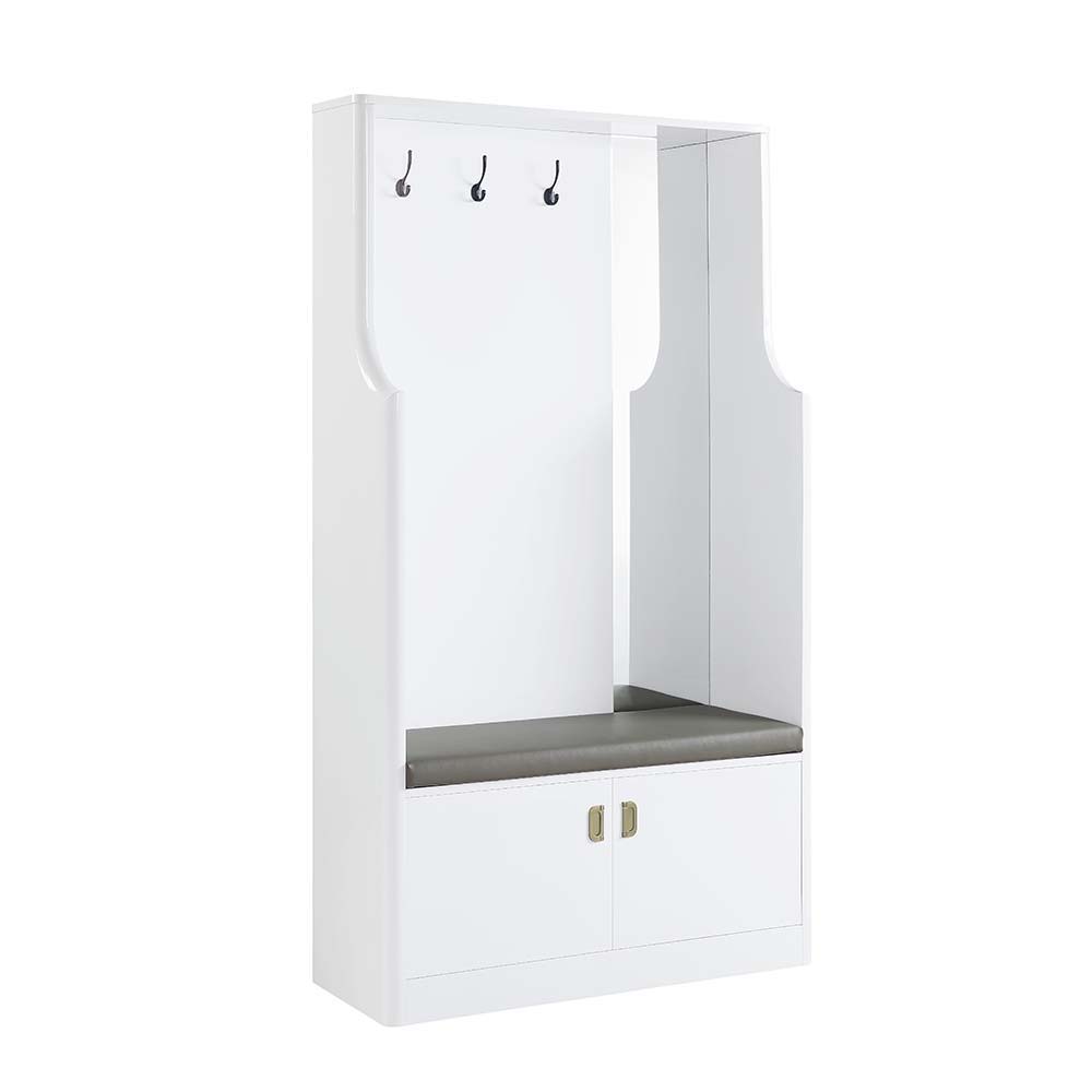 ACME Buck II - Hall Tree - White High Gloss Finish | Meri Furniture