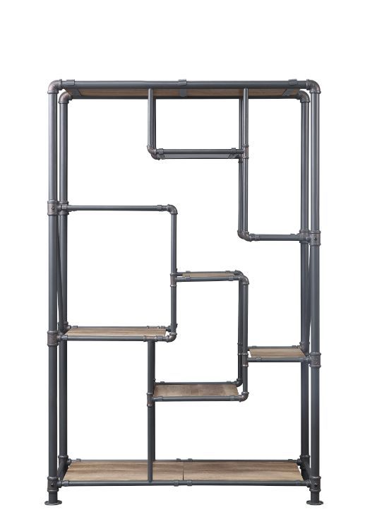 ACME Brantley - Bookshelf - Antique Oak & Sandy Gray Finish | Meri Furniture