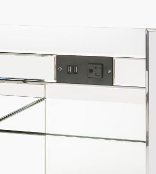 ACME Noralie - Desk - Clear Glass, Mirrored & Faux Diamonds | Meri Furniture
