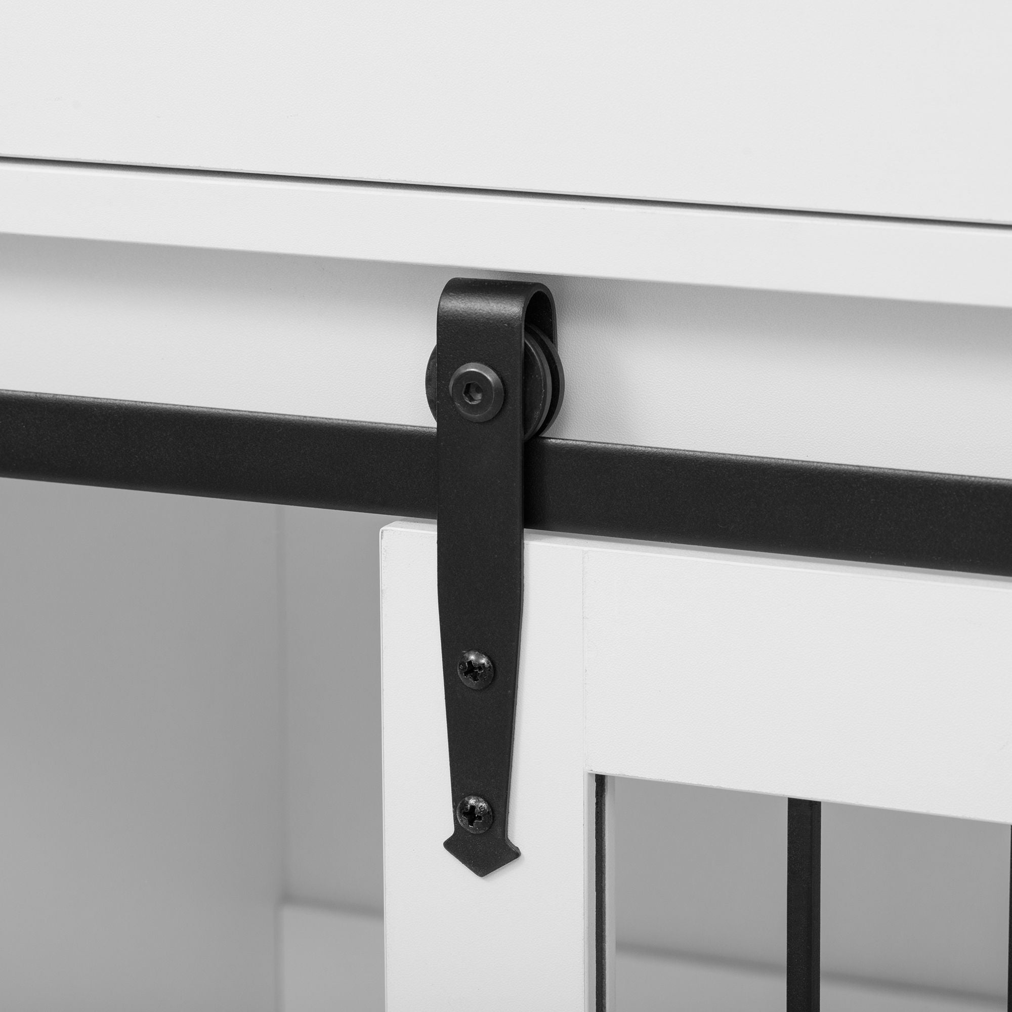 Modern Style 2 In 1 Pet Friendly Dog Crate Kitchen Island End Table Metal Pine - Natural / White