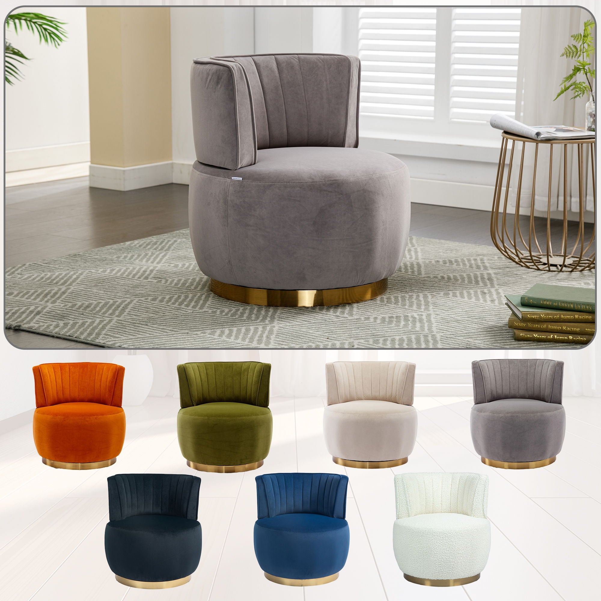 360 Degree Swivel Cuddle Barrel Accent Sofa Chair