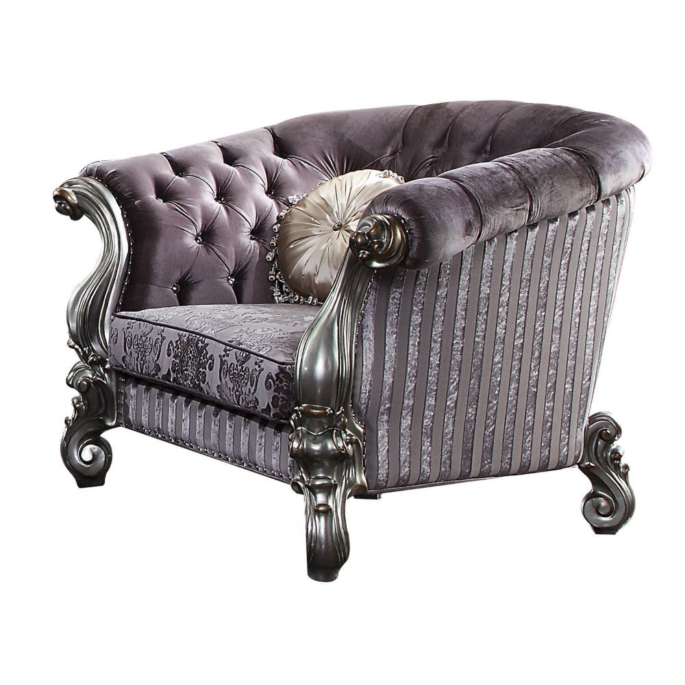 ACME Versailles - Chair - Velvet & Antique Platinum - 39" | Meri Furniture
