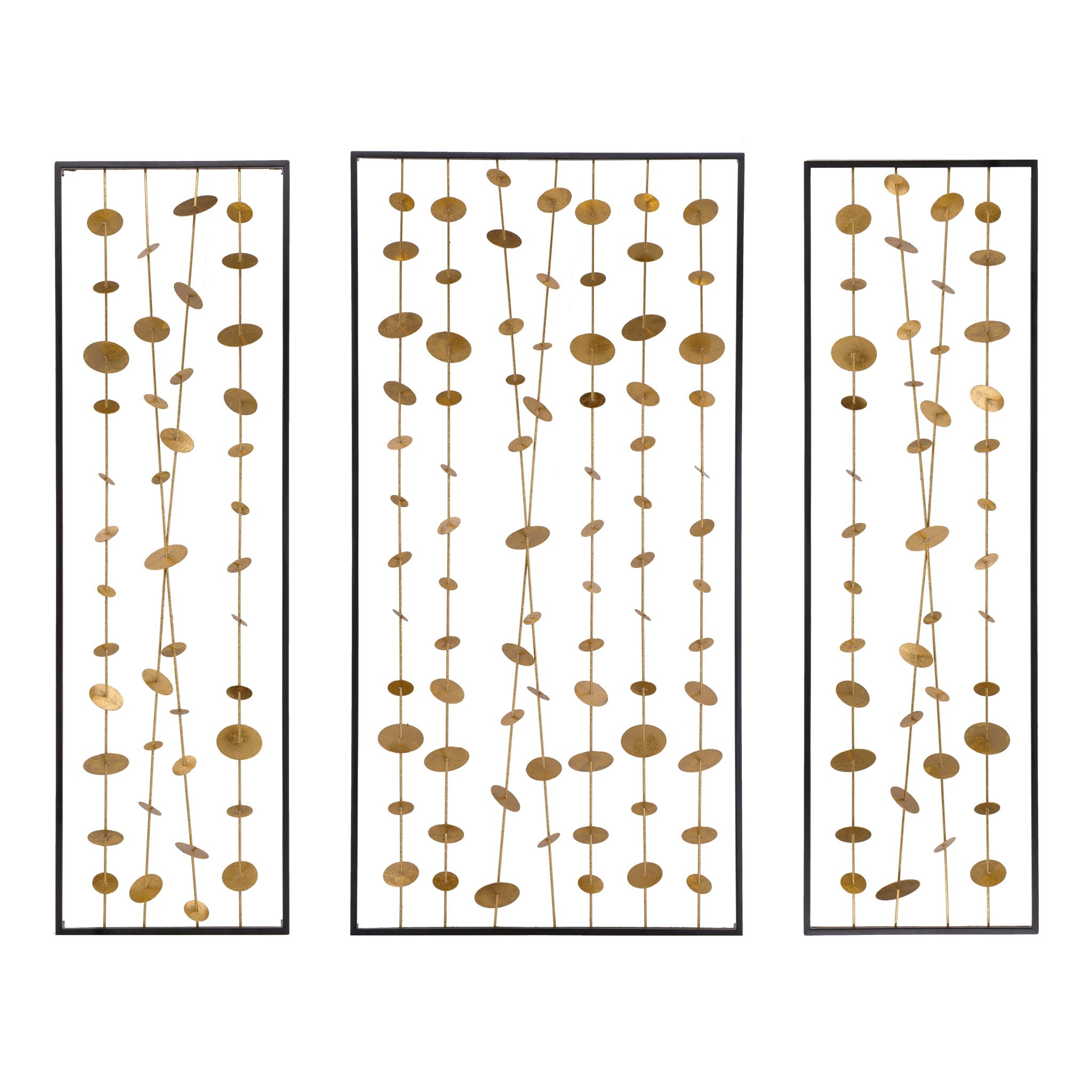 Metal Decorative Wall Art With Frame, Wall Decor For Living Room (Set of 3) - Gold