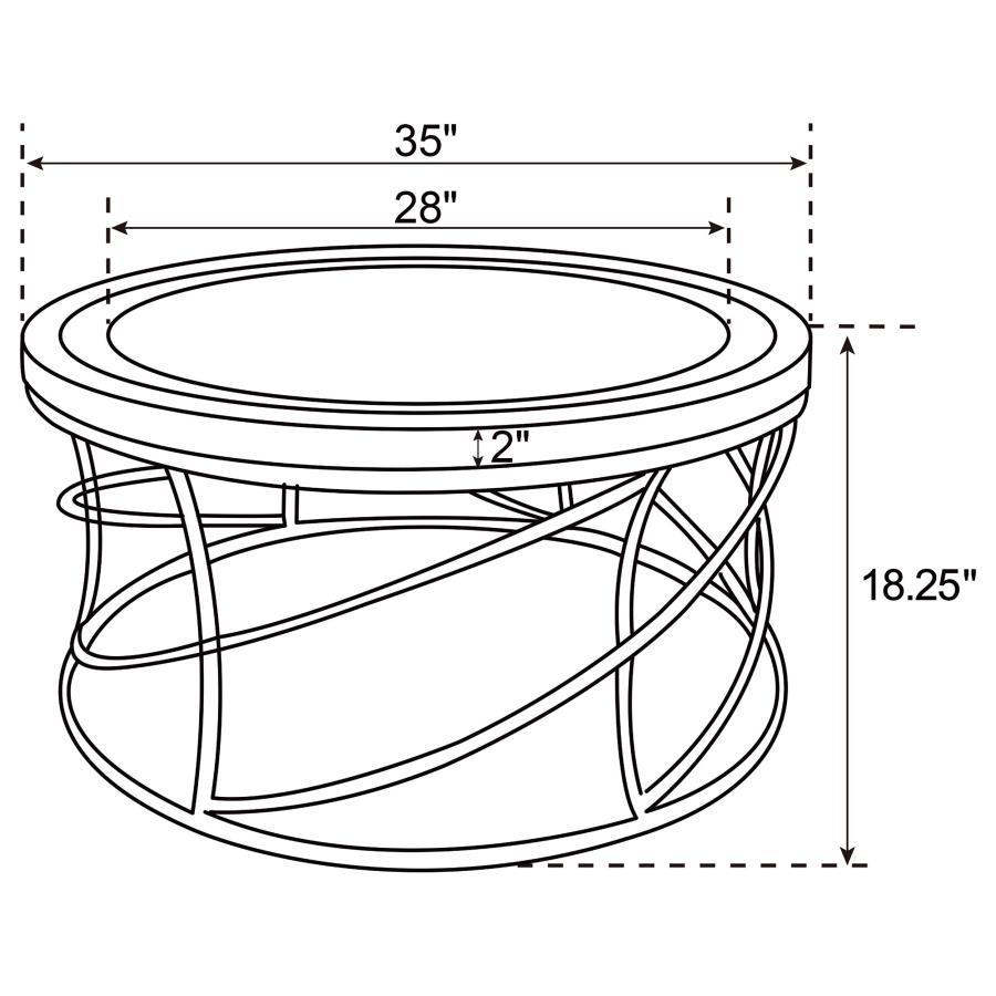 Elise - Round Mirror Top Coffee Table Set