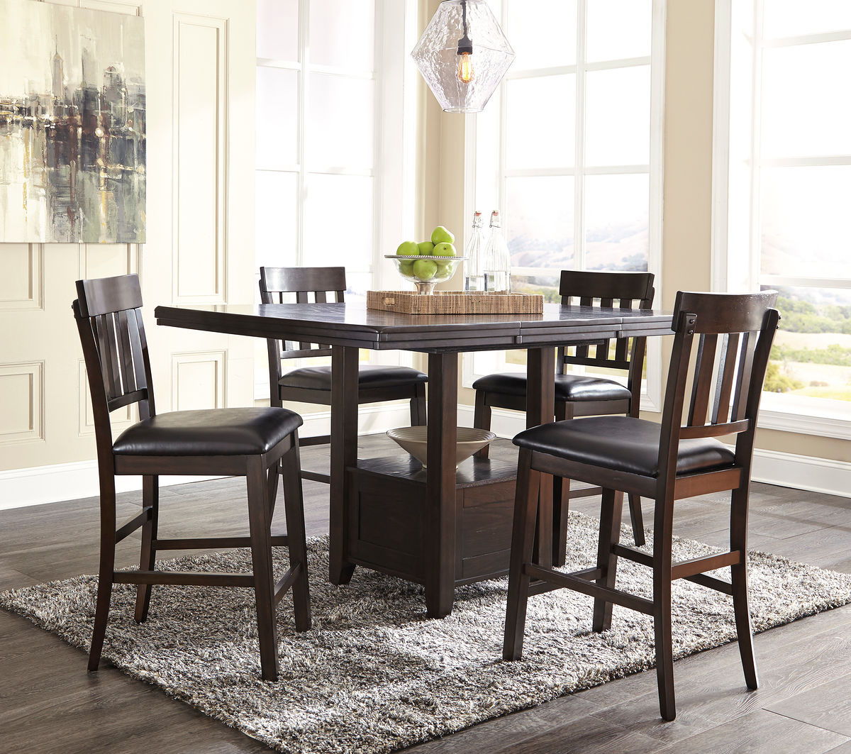 Signature Design by Ashley® Haddigan - Dining Table With Bar Stools | Meri Furniture