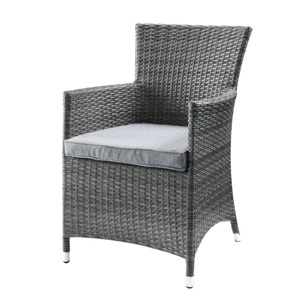 ACME Tashelle - Patio Bistro Set - Gray Fabric & Gray Wicker | Meri Furniture