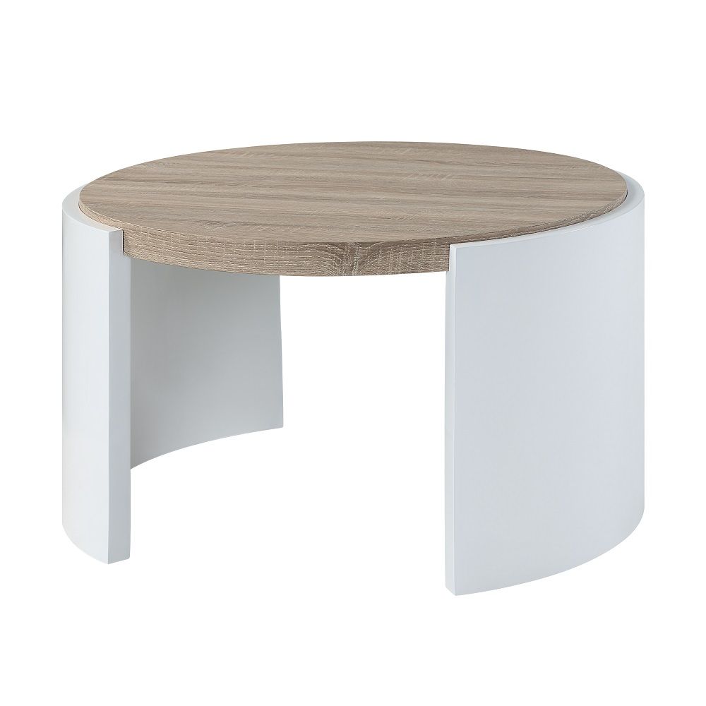 ACME Zoma - Coffee Table - Oak & White High | Meri Furniture