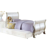 Pearl - Twin Bed - Pearl White & Gold Brush Accent