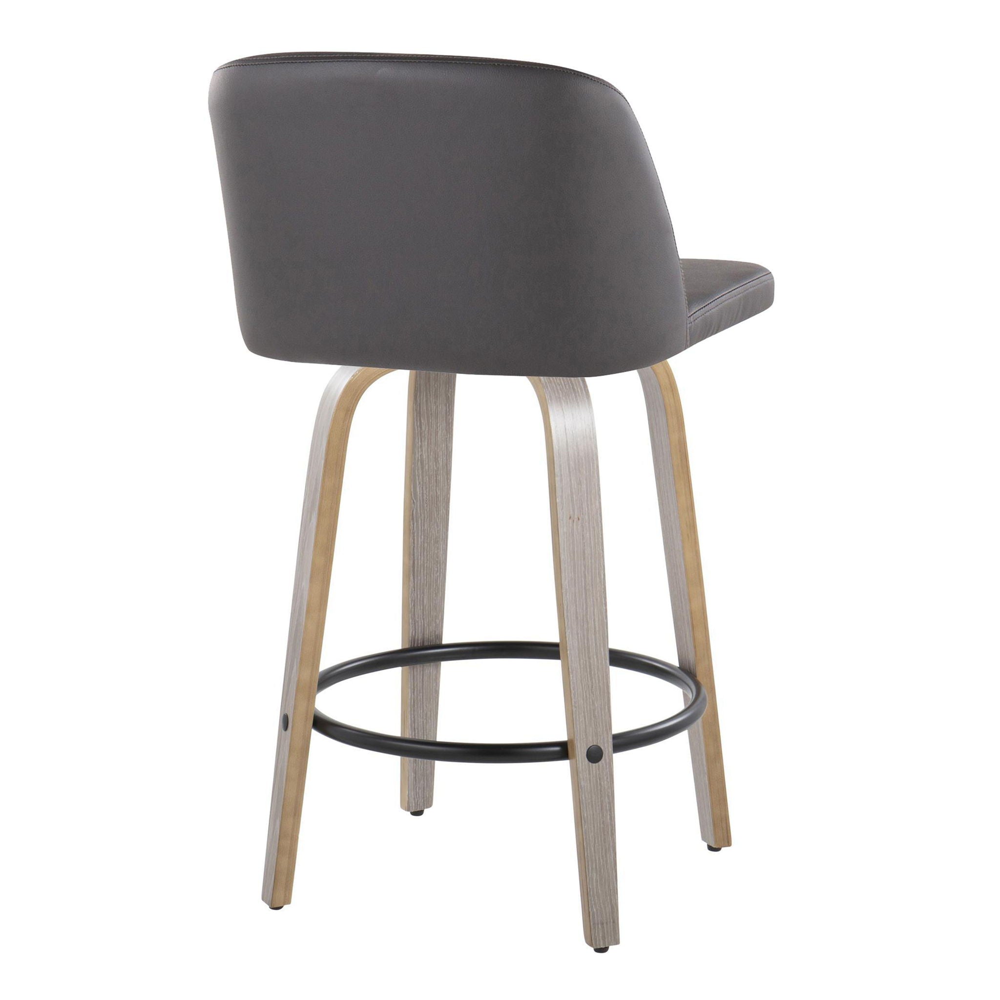 Toriano - Contemporary Fixed Height Counter Stool With Swivel & Round Footrest (Set of 2)