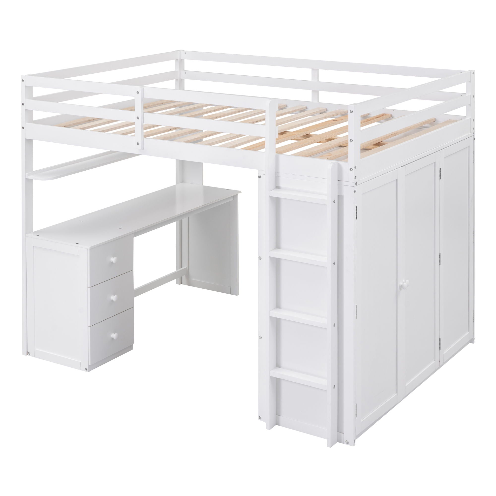 Loft Bed With Drawers, Desk, And Wardrobe