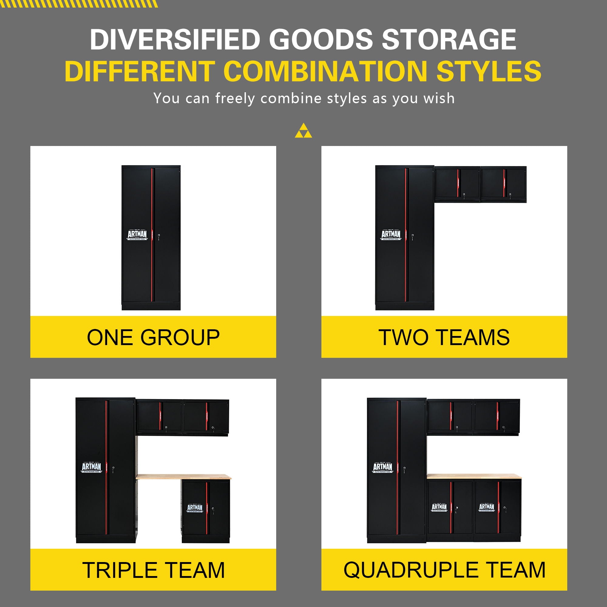 Steel Filing Cabinet With Compartments For Office Use, Storage, File Storage, Archives, And High And Low Cabinets - Black / Red