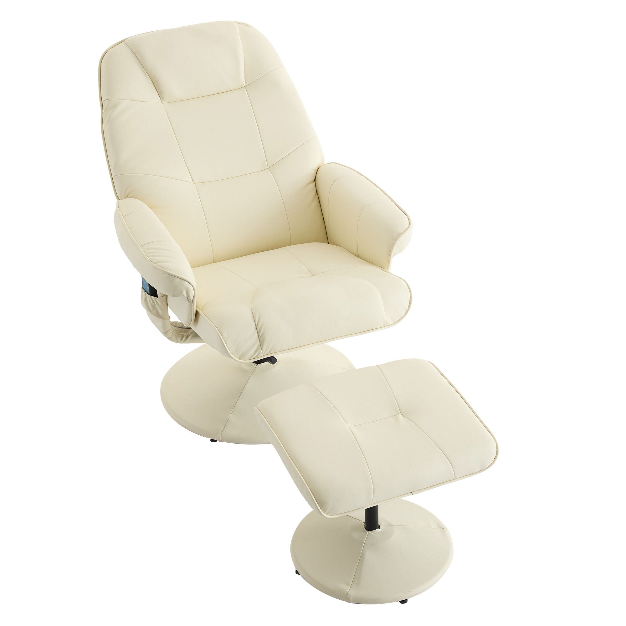 360° Swivel Reclining Chair With Wrapped Base, 5 Point Vibration Massage