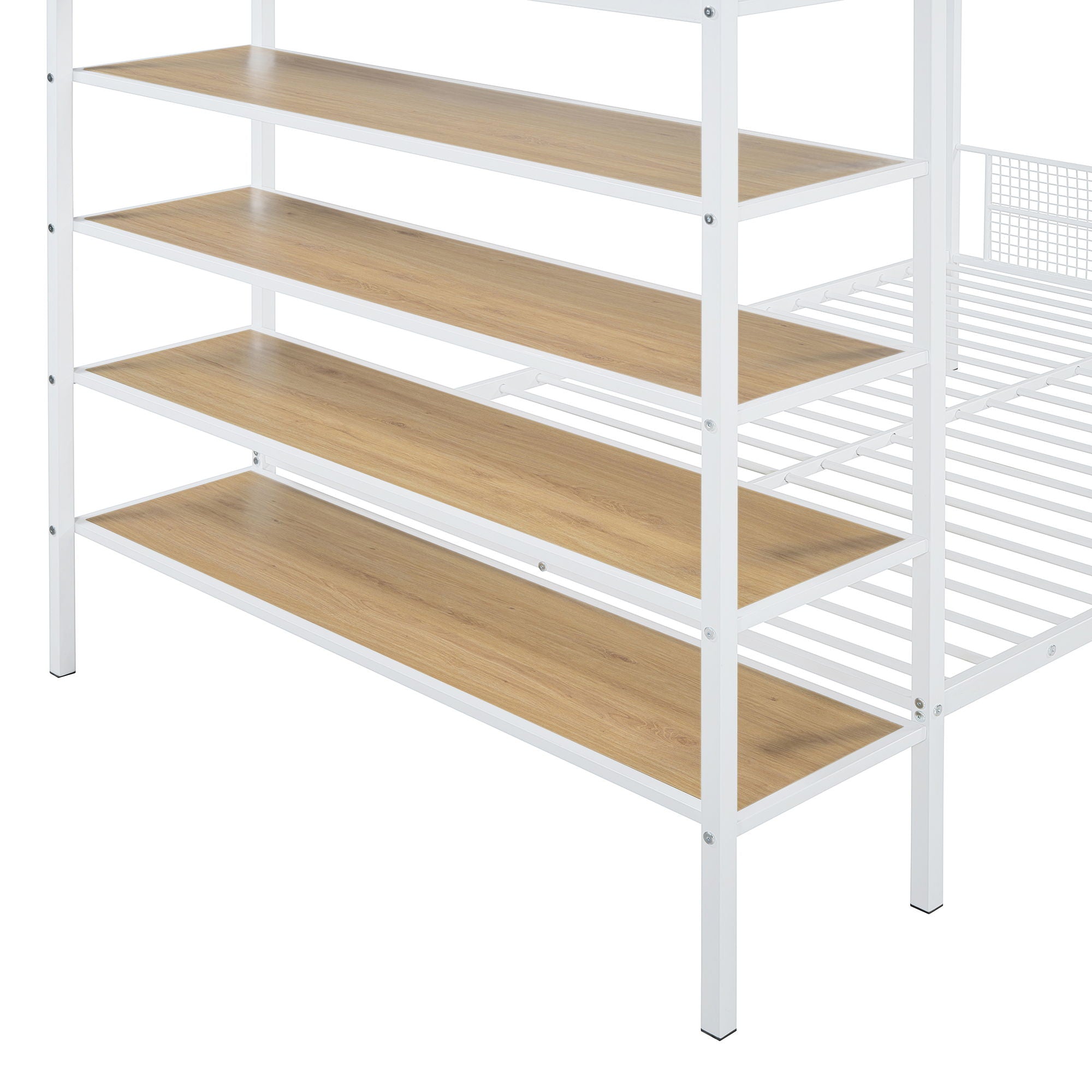 Bunk Bed With 5 Tier Shelves
