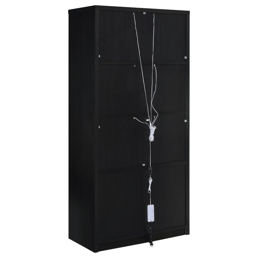 Riva - 4-Door Tall Accent Display Cabinet LED Lighting - Black