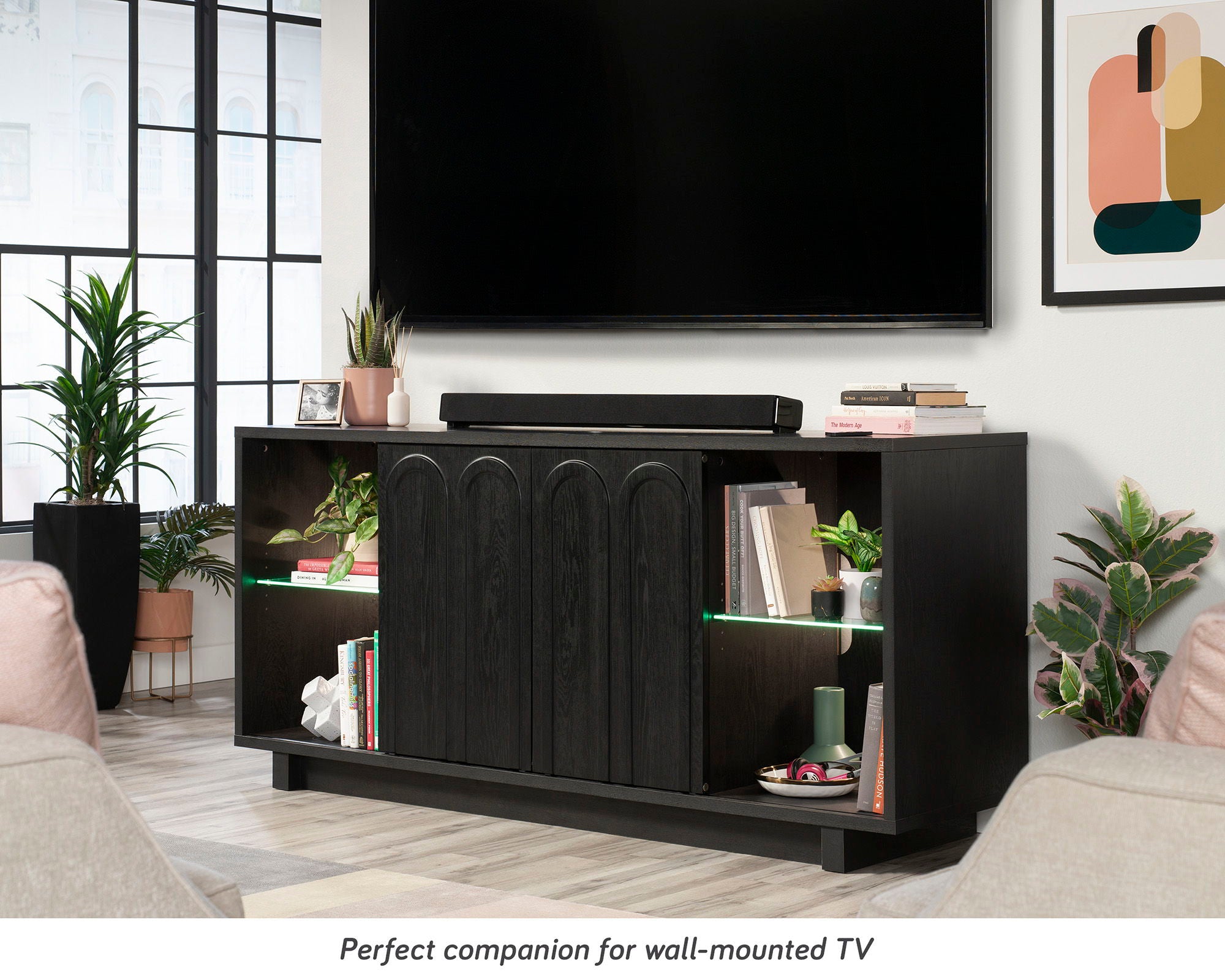 Contemporary TV Credenza in Raven Oak