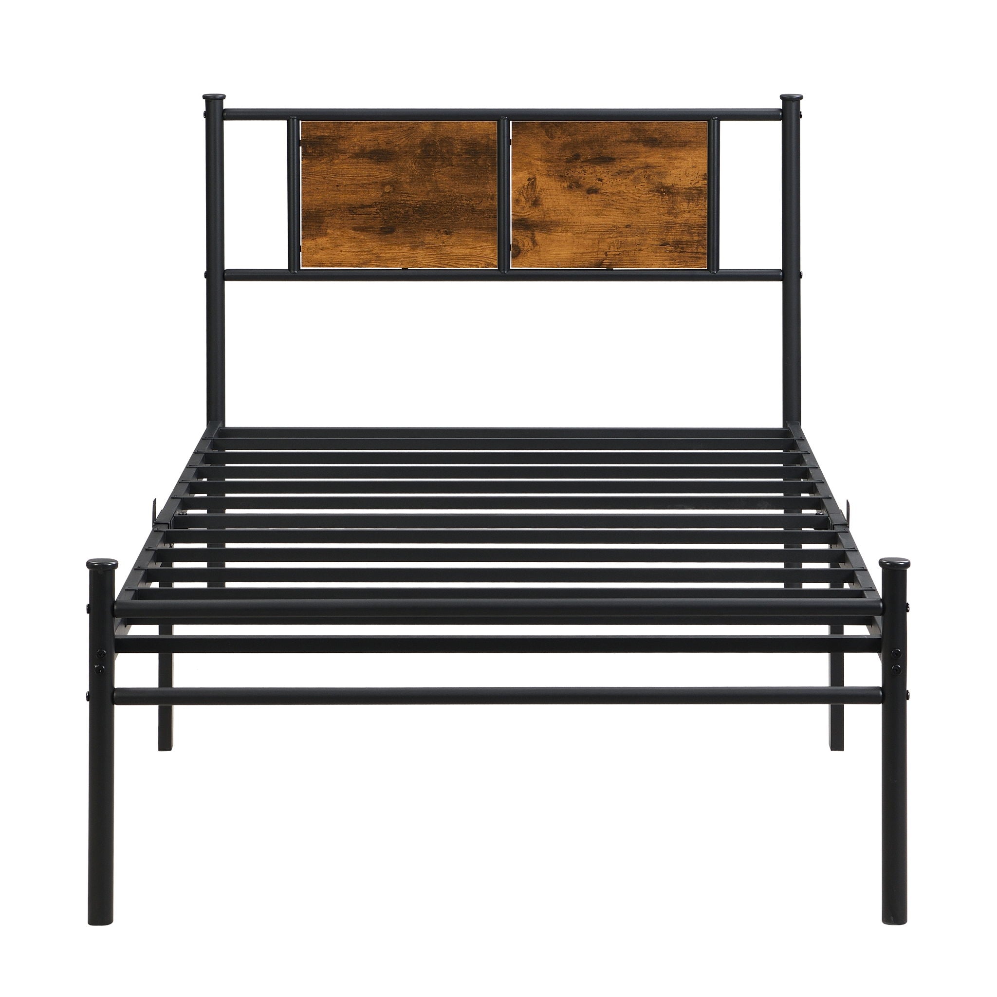Modern Metal Bedframe With Headboard, Durable Steel Structure