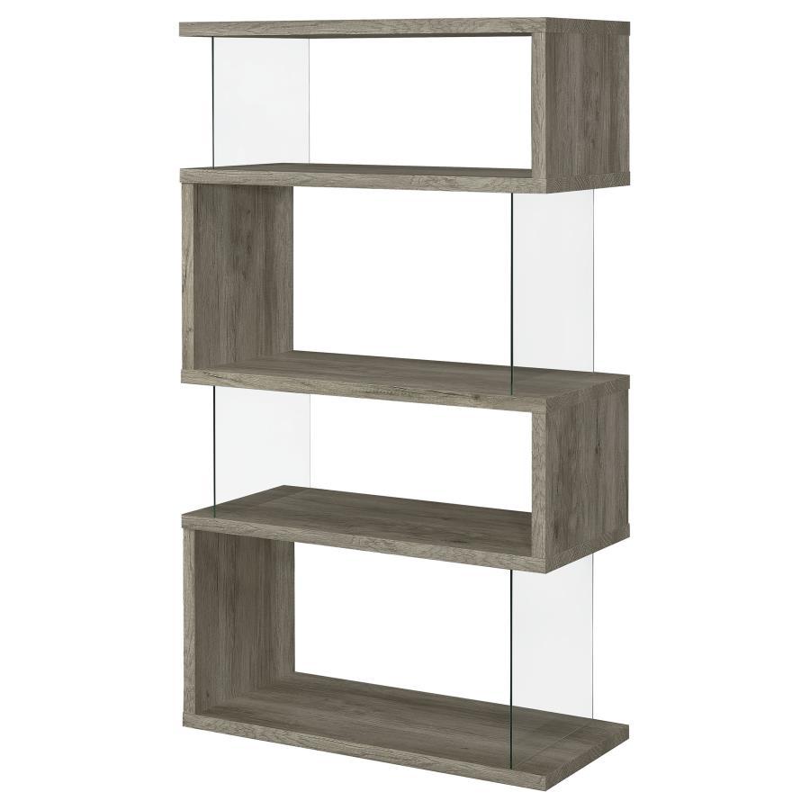 Coaster Fine Furniture Emelle - 4-Shelf Glass Panel Bookshelf | Meri Furniture