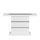 Elizaveta - Console Table - Faux Crystal Diamonds & White High Gloss Finish