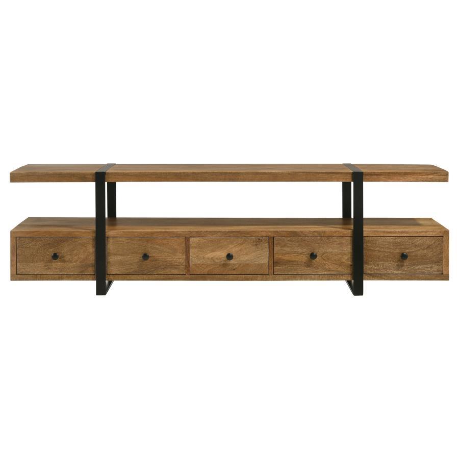 Coaster Fine Furniture Otto - 5-Drawer Mango Wood TV Stand Media Console - Brown | Meri Furniture