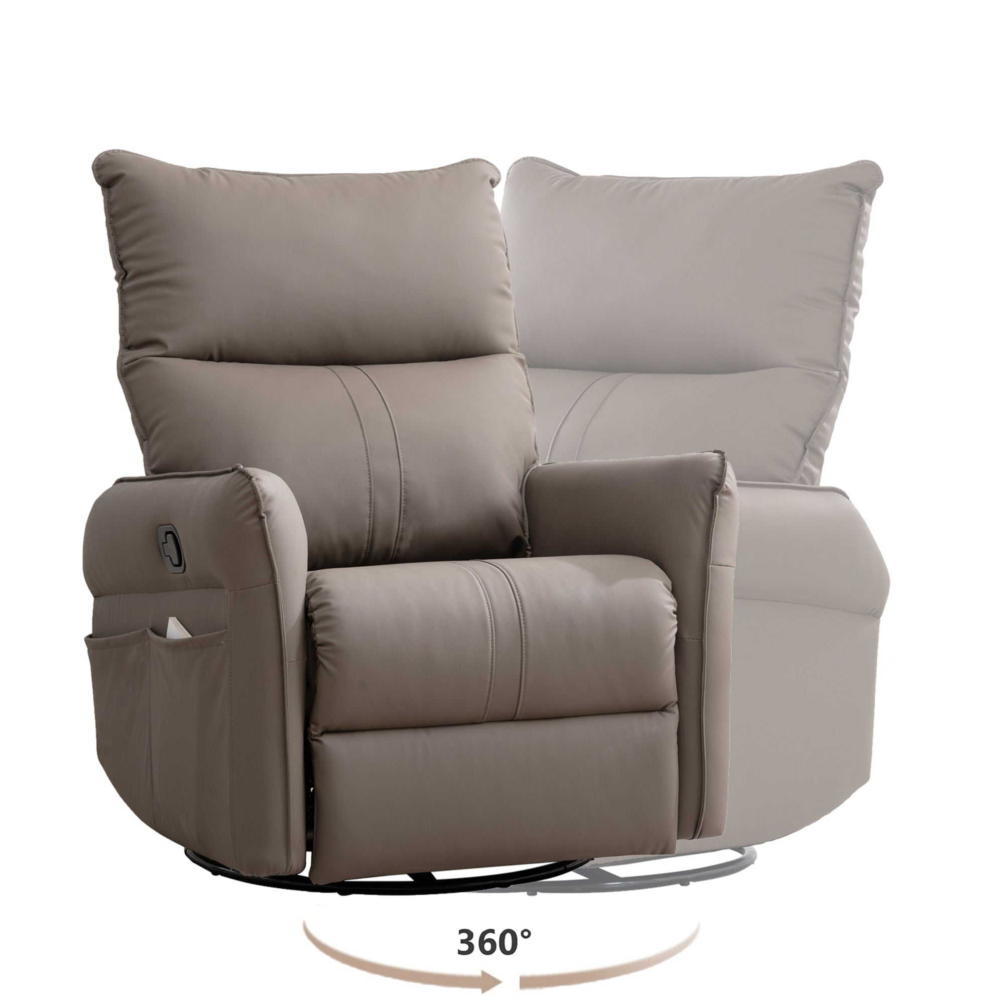 360° Modern Small Rocking Swivel Recliner Chair With Side Pocket