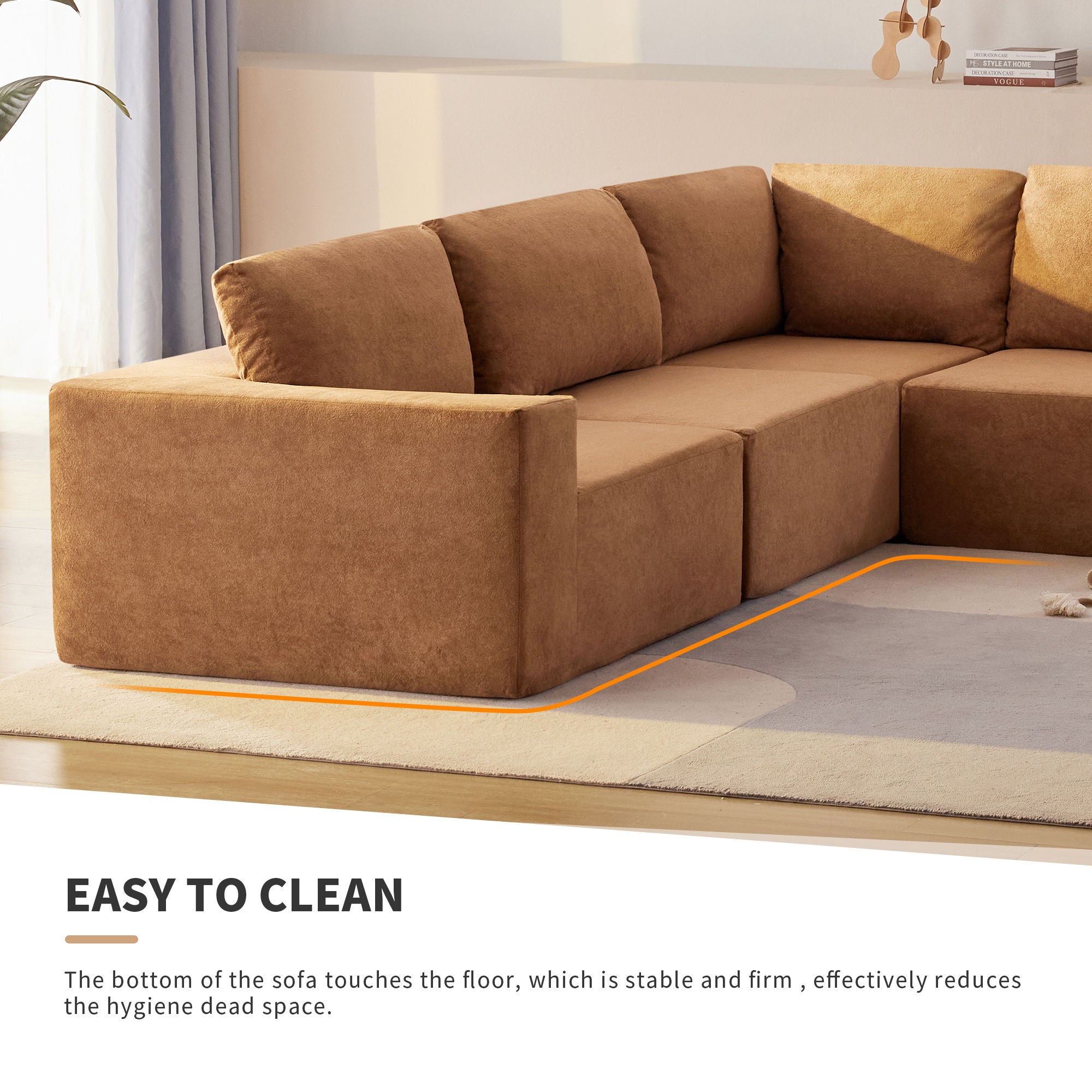 Modular Sectional With Wide Seat Free Combination L Shaped Couch Set Cloud Upholstered Minimalist Boneless Sofa