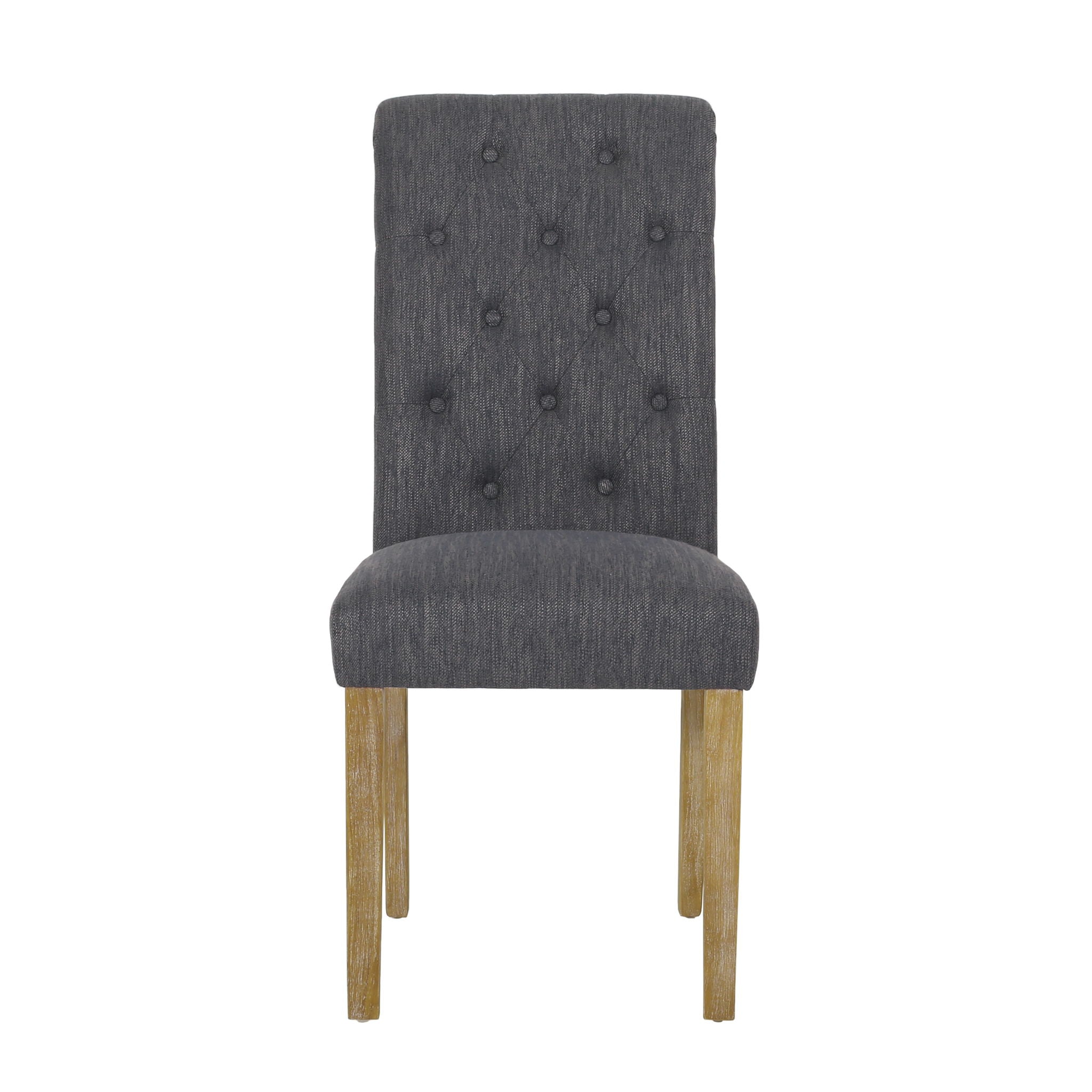 Contemporary Dining Chair (Set of 2) With Button Tufted Design - Charcoal