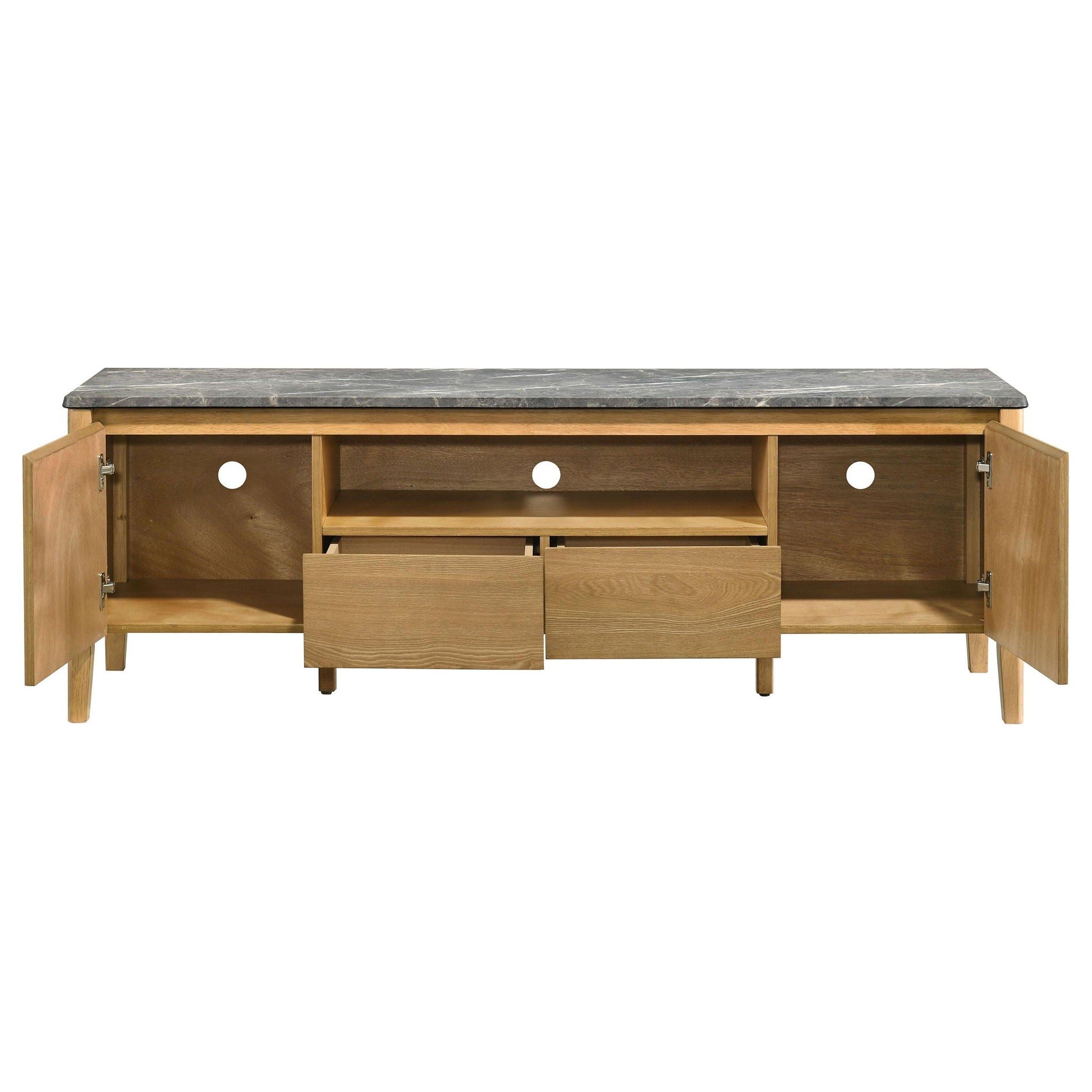 Bradley 63-inch 2-Door SmartTop TV Stand Grey and Natural