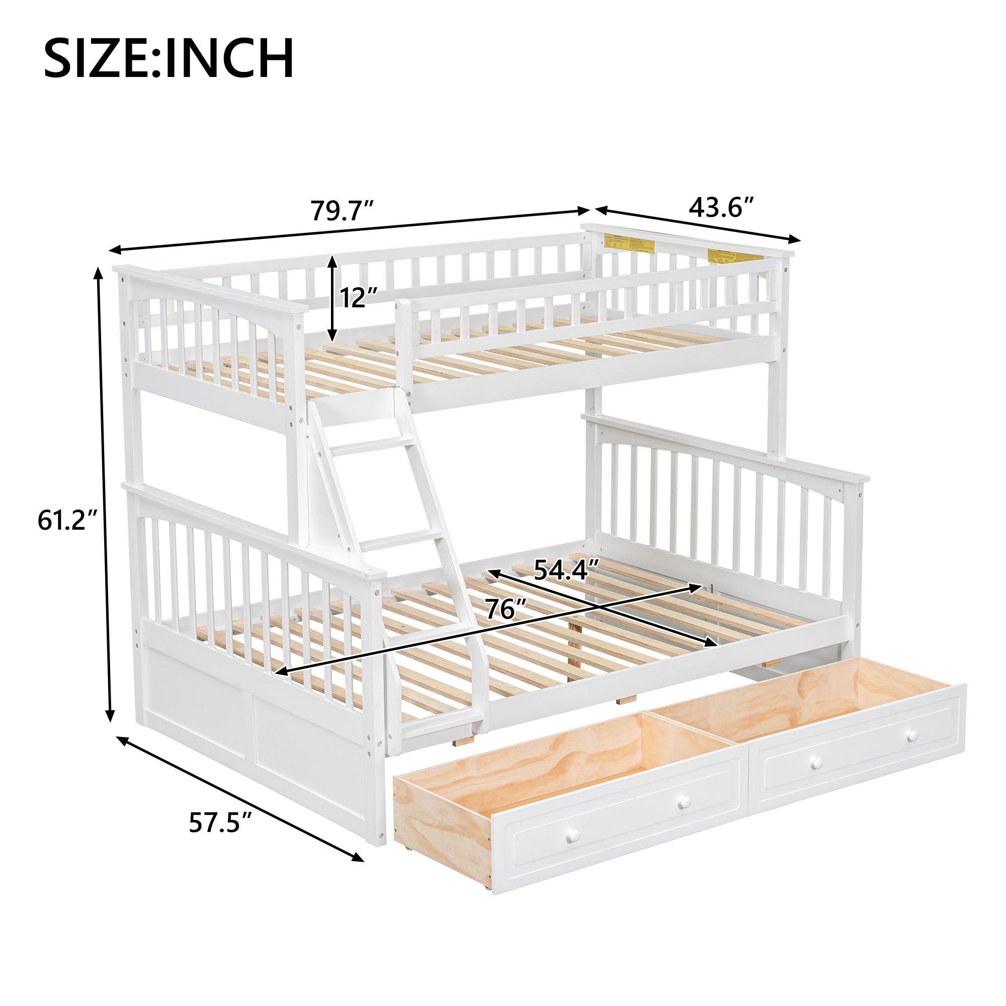 Bunk Bed With Drawers, Convertible Storage Bed