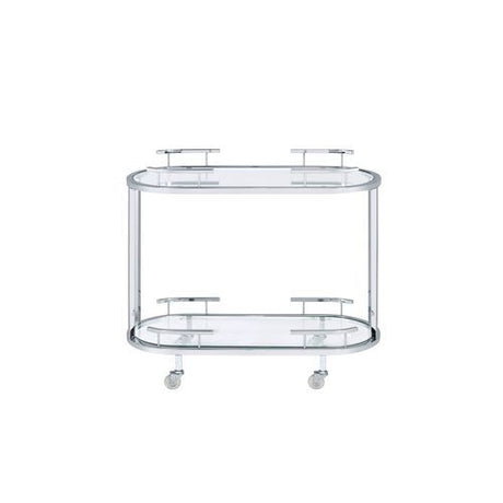 ACME Piffo - Serving Cart - Clear Glass & Chrome Finish | Meri Furniture