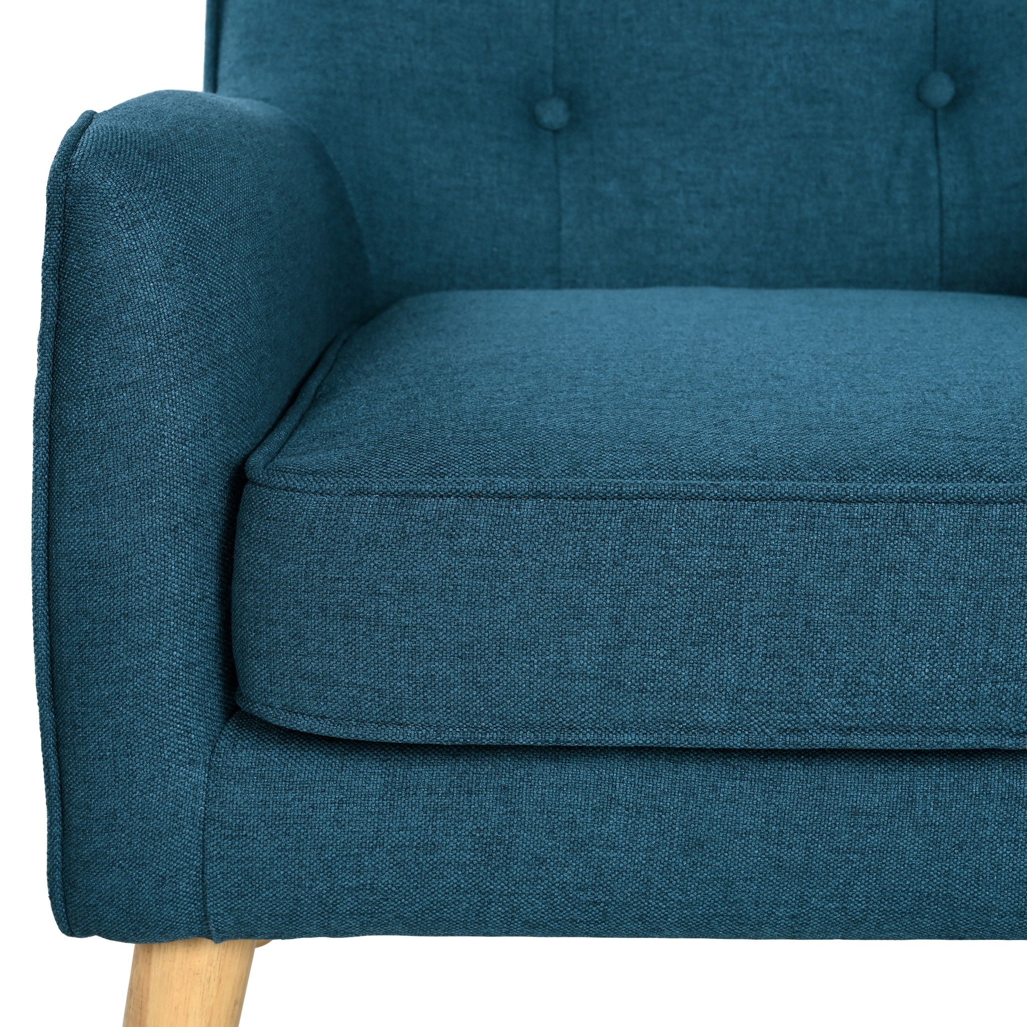 Modern Arm Chair With Tufted Back And Wooden Legs