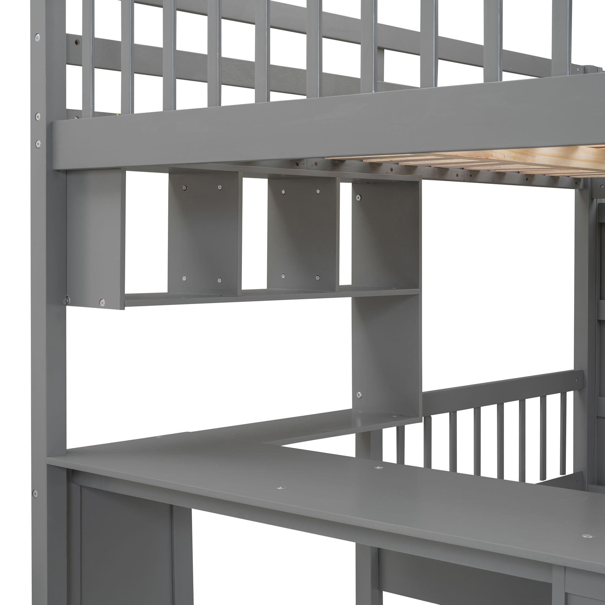 Bunk Bed With Desk, Drawers And Shelves