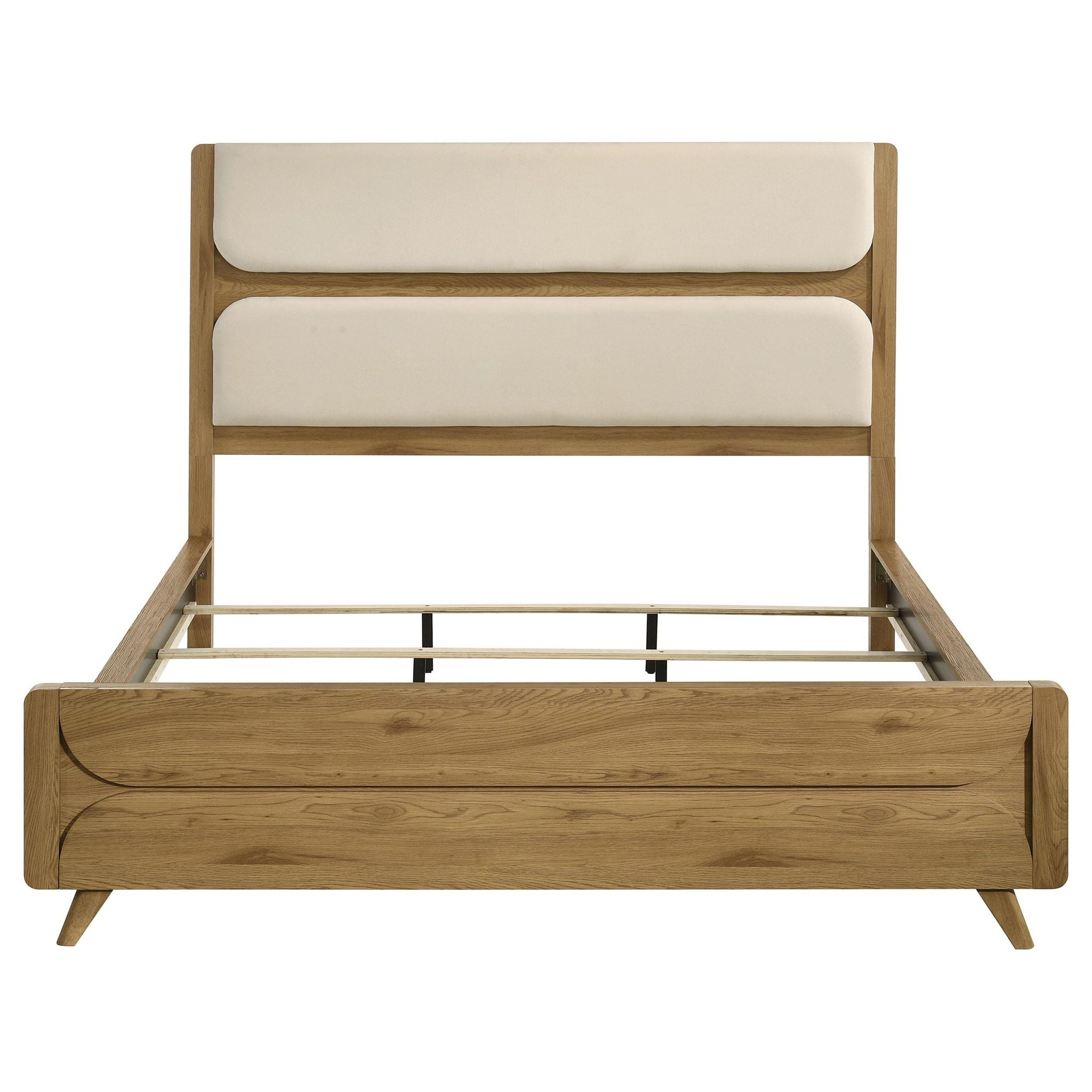 Bennett 62-inch California King Upholstered Panel Bed Cream and Light Oak