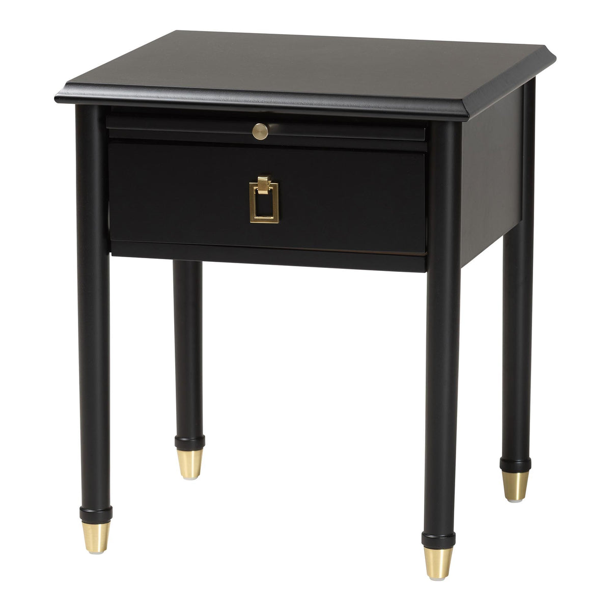 Tamra Four-Poster Platform Bedroom Set - Black Wood Bed Frame with Matching Dresser, Chest and Nightstand, Modern Transitional Bedroom Furniture, King