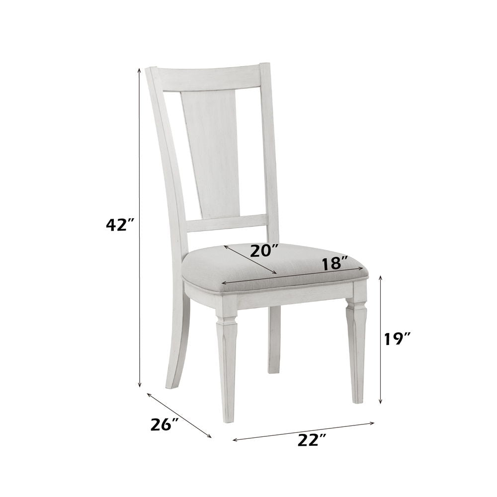 Katia - Side Chair Set of 2) - Light Gray Linen & Weathered White