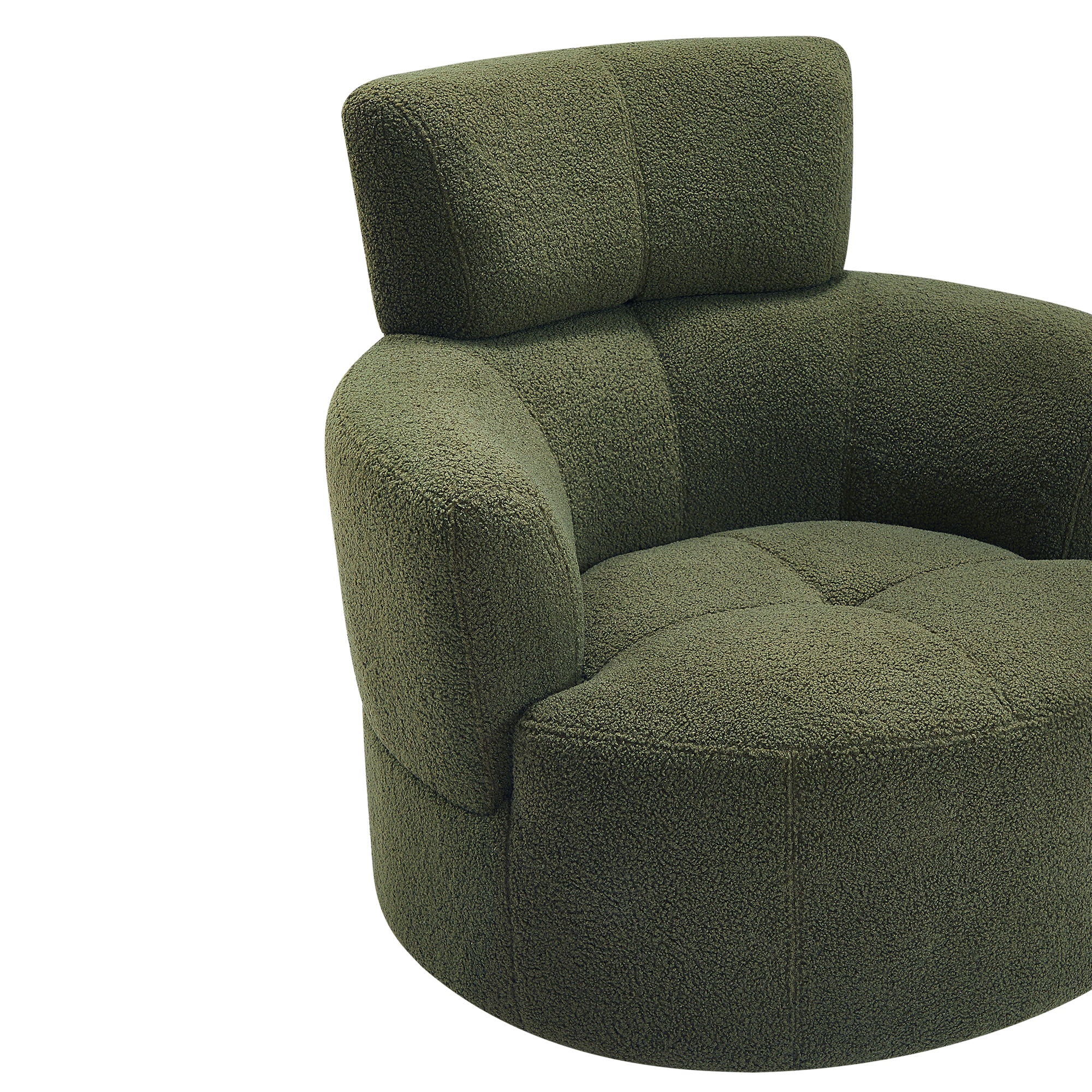 360° Swivel Chair Upholstered Accent Barrel Chair With Adjustable Headrest