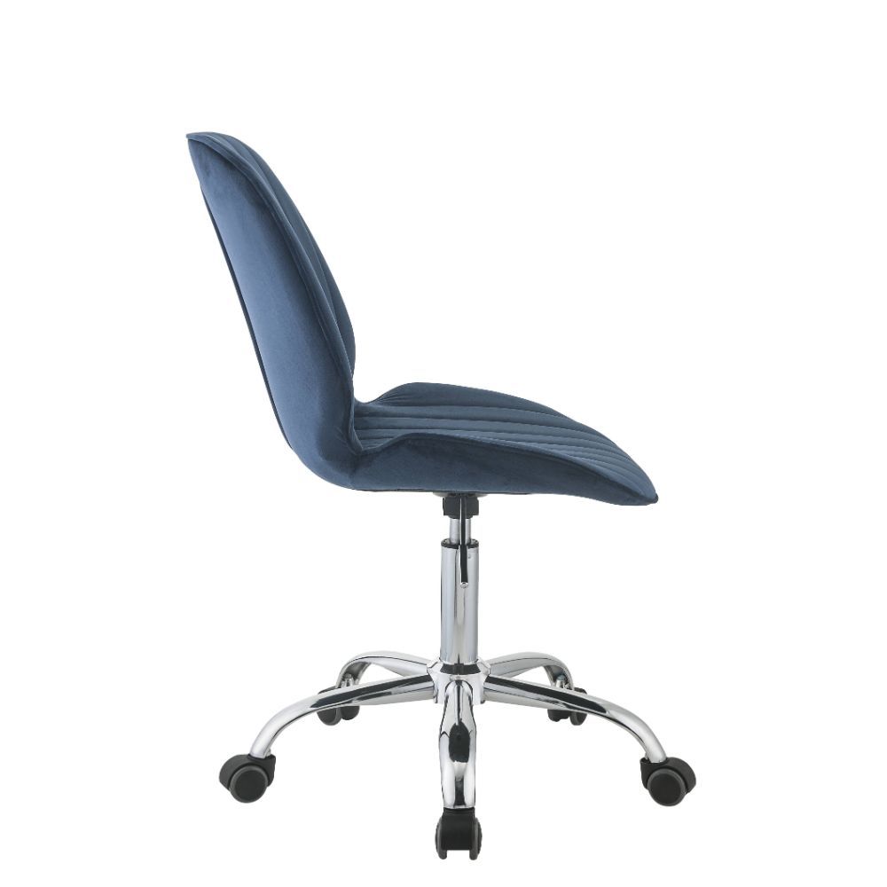 ACME Muata - Office Chair - Twilight Blue Velvet & Chrome | Meri Furniture