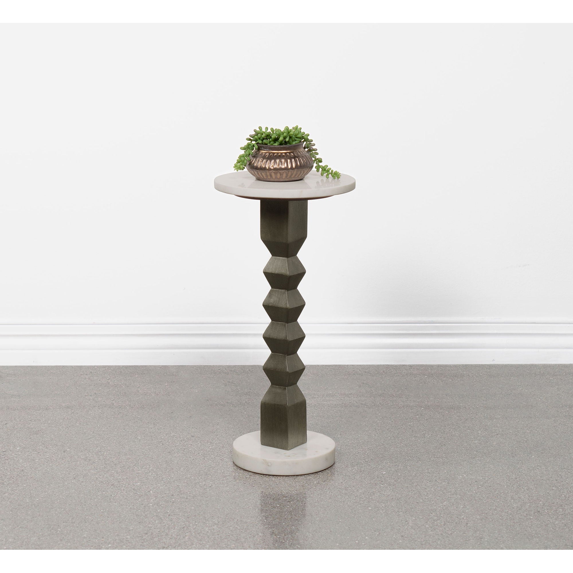 Selena - Round Side Table - White / Gray